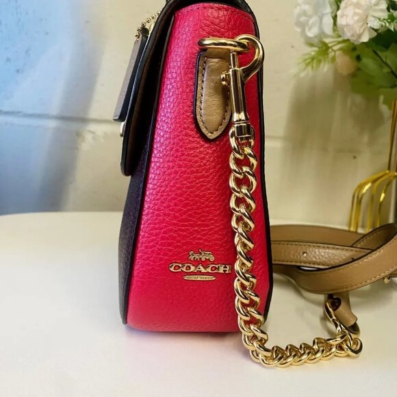 Coach C2836 Marlie Top Handle Satchel In Colorblock IN CHALK MULTI - Picture 5 of 8